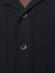 JACK & JONES Black Stuctured Knitted Short Sleeve Button Up Shirt - Image 4 of 6