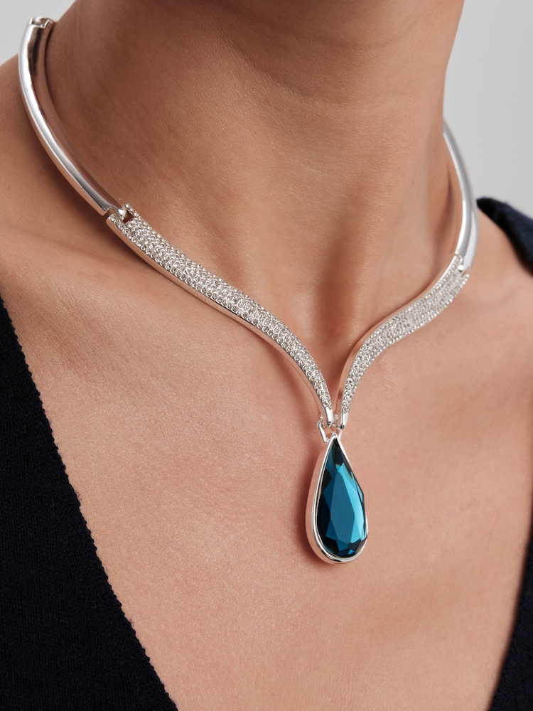 Jon Richard Silver Statement Peardrop Necklace - Image 1 of 5