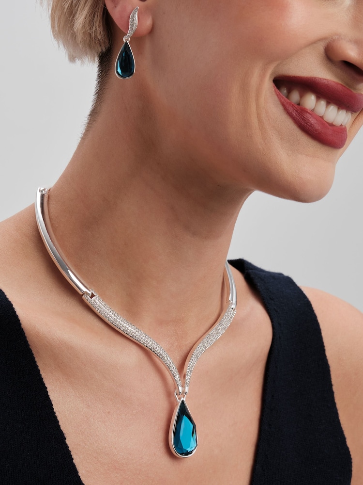 Jon Richard Silver Statement Peardrop Necklace - Image 2 of 5