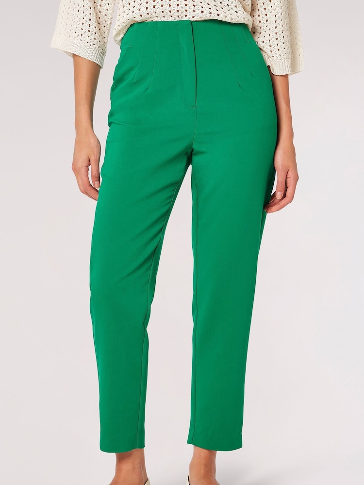 Apricot Green Pintuck Cigarette Trousers - Image 1 of 4