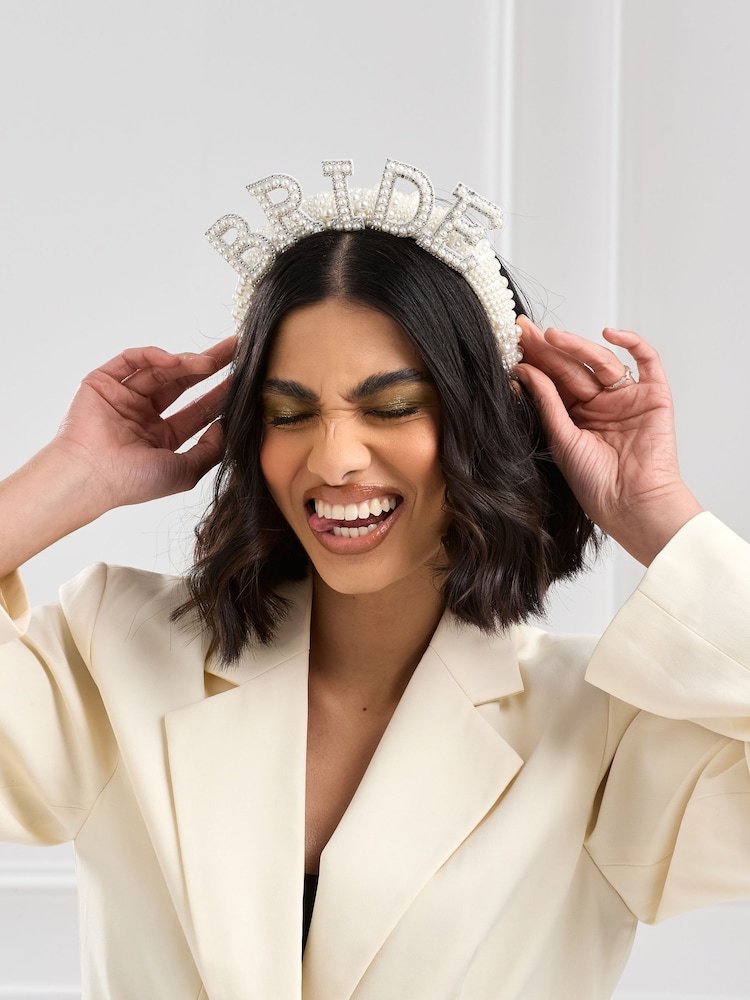Jon Richard White Bride Pearl Headband - Image 2 of 4