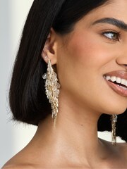 Jon Richard Gold Statement Faceted Bead Linear Earrings - Image 1 of 4