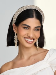 Jon Richard Gold Statement Faceted Bead Linear Earrings - Image 2 of 4