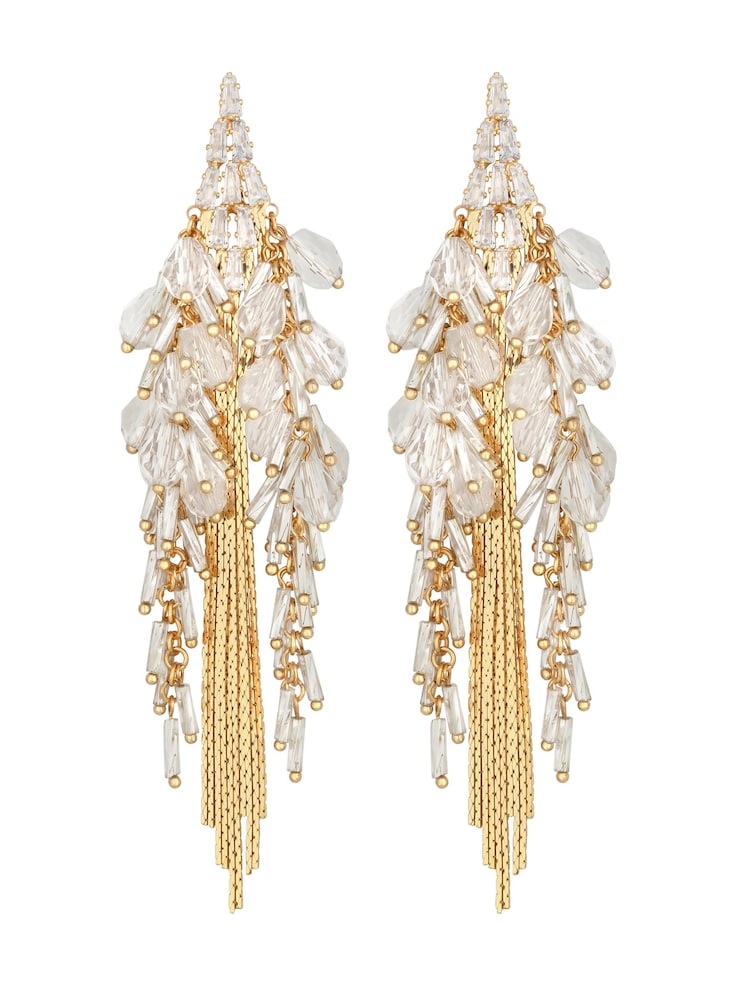 Jon Richard Gold Statement Faceted Bead Linear Earrings - Image 4 of 4