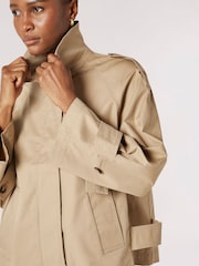 Apricot Natural 100% Cotton Short Trench Coat - Image 2 of 5