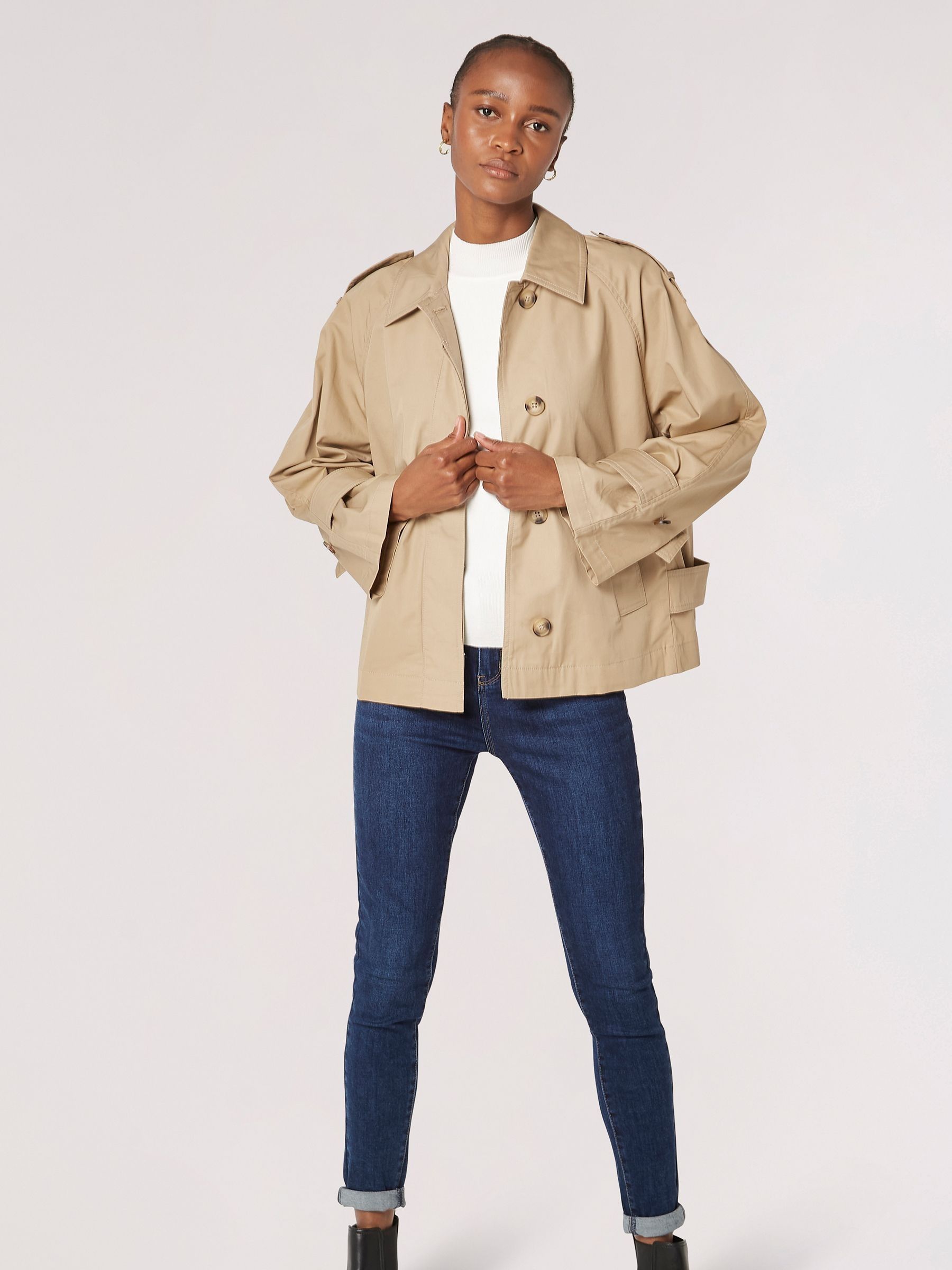 Buy Apricot Natural 100% Cotton Short Trench Coat from Next Singapore