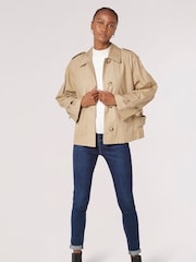 Apricot Natural 100% Cotton Short Trench Coat - Image 3 of 5