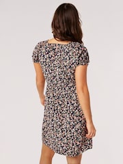 Apricot Blue/white Sketch Ditsy Mini Milkmaid Dress - Image 2 of 4