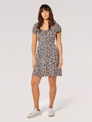 Apricot Blue/white Sketch Ditsy Mini Milkmaid Dress - Image 3 of 4
