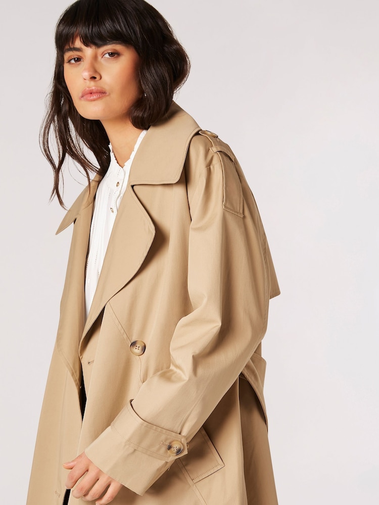 Apricot Natural Longline Trench Coat - Image 6 of 6