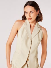 Apricot Natural Backless Pinstripe Waistcoat - Image 1 of 4