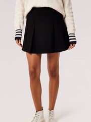 Apricot Black Pleated Tailored Mini Skirt - Image 1 of 4