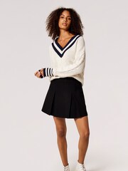 Apricot Black Pleated Tailored Mini Skirt - Image 3 of 4
