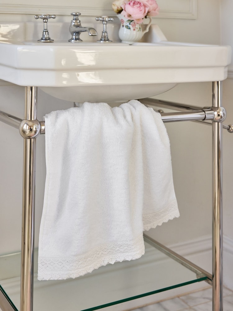 Shabby Chic by Rachel Ashwell® White Crochet Lace 100% Cotton Towel - Image 1 of 5