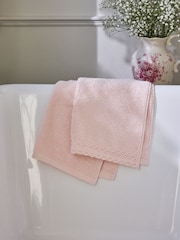 Shabby Chic by Rachel Ashwell® Soft Pink Crochet Lace 100% Cotton Towel - Image 3 of 6