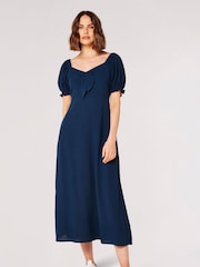 Apricot Blue Tie Detail Milkmaid Midaxi Dress - Image 4 of 8
