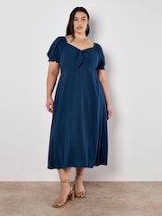Apricot Blue Tie Detail Milkmaid Midaxi Dress - Image 5 of 8