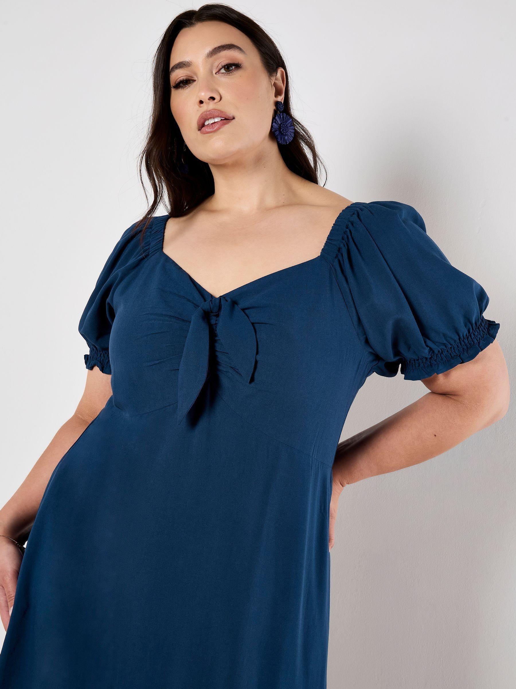 Buy Apricot Blue Tie Detail Milkmaid Midaxi Dress from the Next UK
