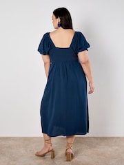 Apricot Blue Tie Detail Milkmaid Midaxi Dress - Image 7 of 8