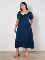Apricot Blue Tie Detail Milkmaid Midaxi Dress - Image 8 of 8