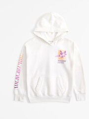 Abercrombie & Fitch White Graphic Floral Back Print Logo Hoodie - Image 1 of 2