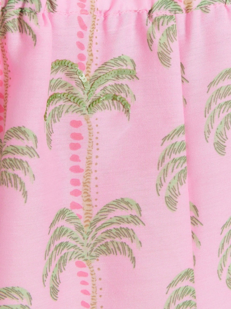 River Island Pink Girls Palm Print Playsuit - Image 4 of 4