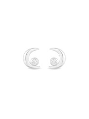 Simply Silver Sterling Silver Mini Moon Stud Earrings - Image 1 of 2