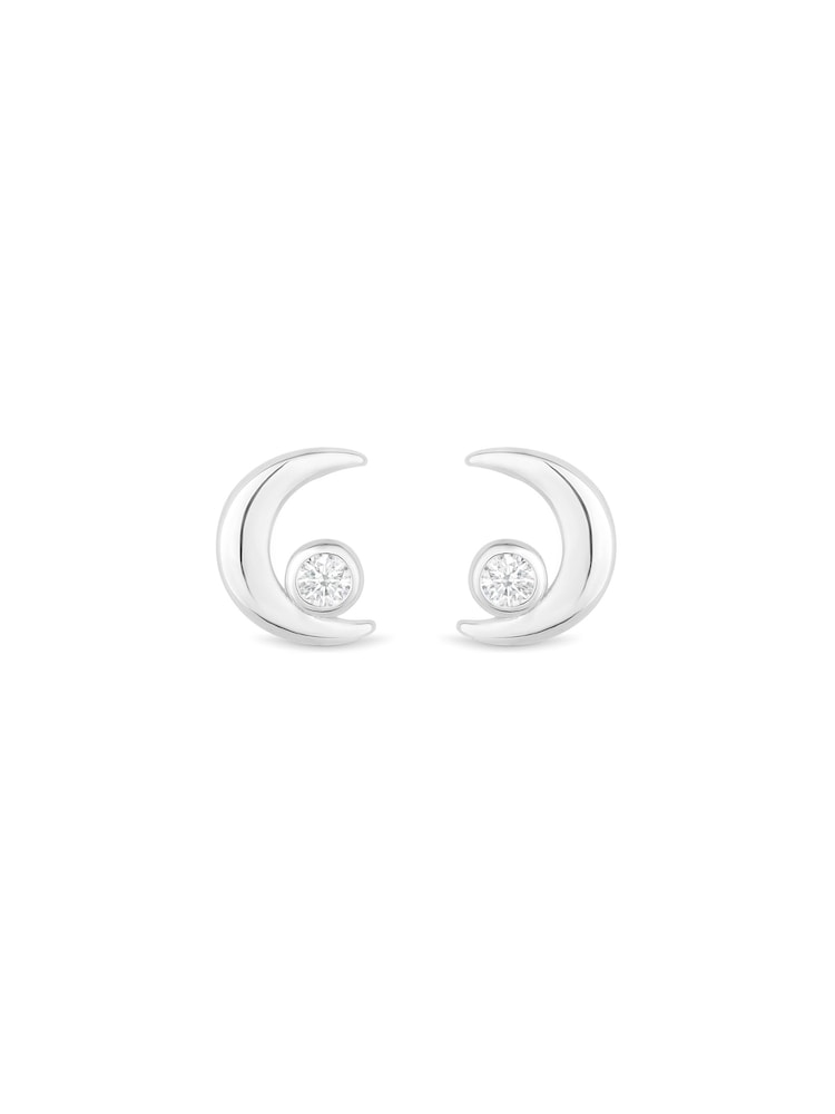 Simply Silver Sterling Silver Mini Moon Stud Earrings - Image 1 of 2