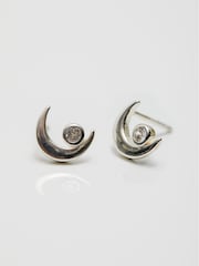 Simply Silver Sterling Silver Mini Moon Stud Earrings - Image 2 of 2