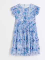 River Island Blue Girls Floral Dress - Image 2 of 4