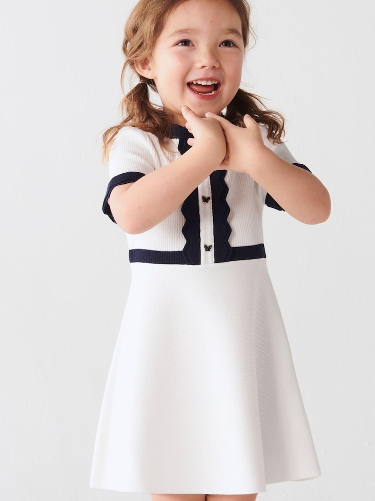 River Island Cream Girls Tipped Flippy Dress - Image 1 of 1