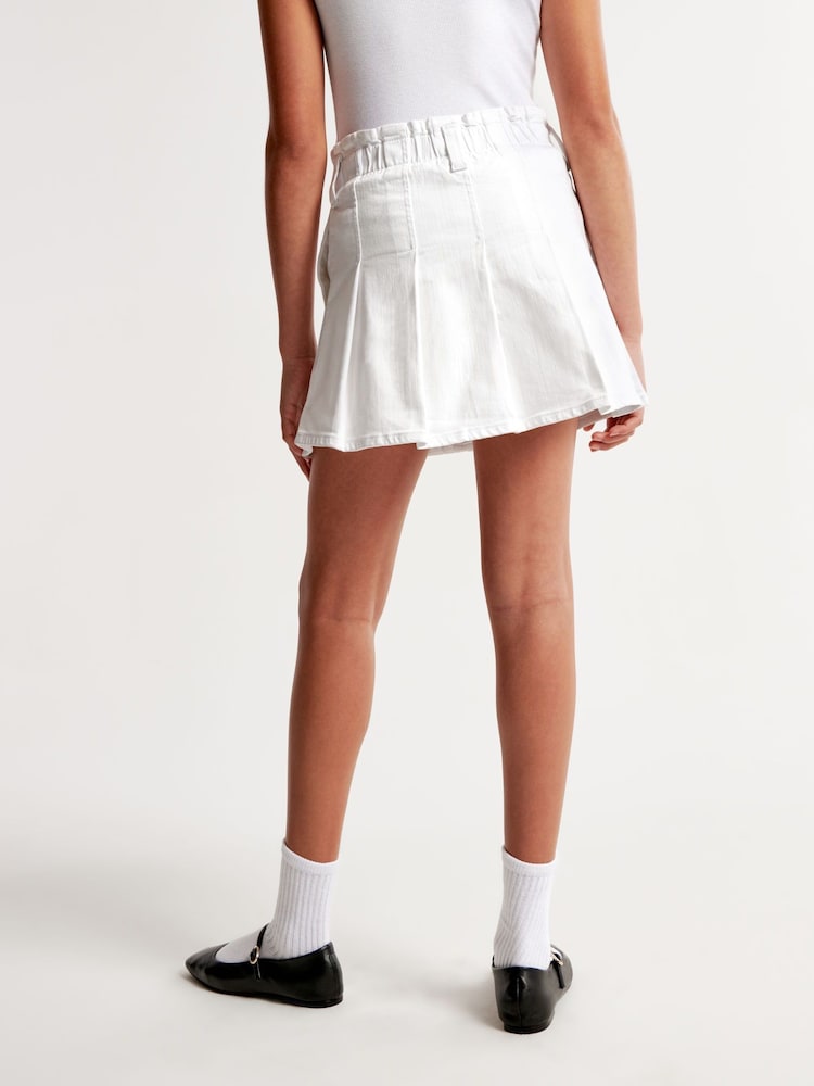 Abercrombie & Fitch Denim Pleated White Skirt With Belt - Image 2 of 6