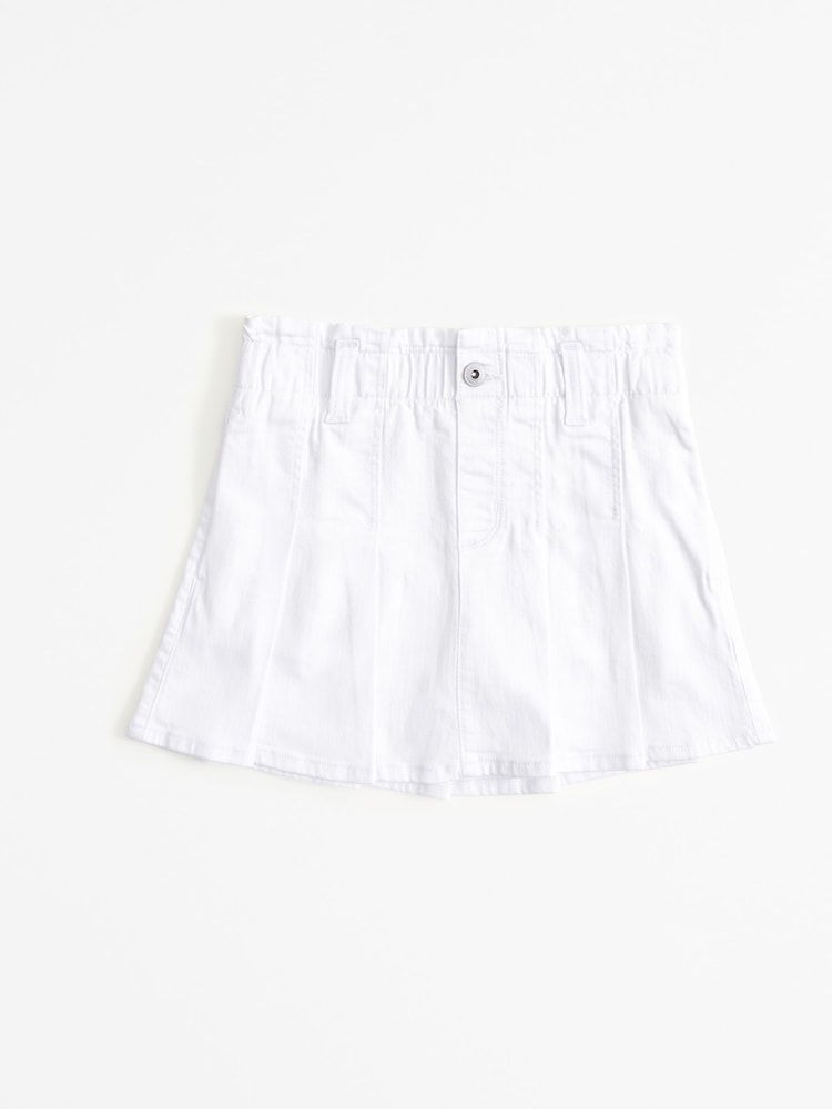 Abercrombie & Fitch Denim Pleated White Skirt With Belt - Image 6 of 6