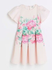River Island Pink Girls Printed Scuba Dress - Image 1 of 3