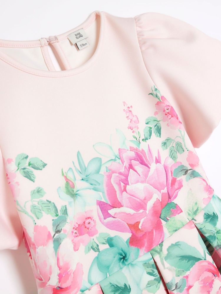River Island Pink Girls Printed Scuba Dress - Image 2 of 3