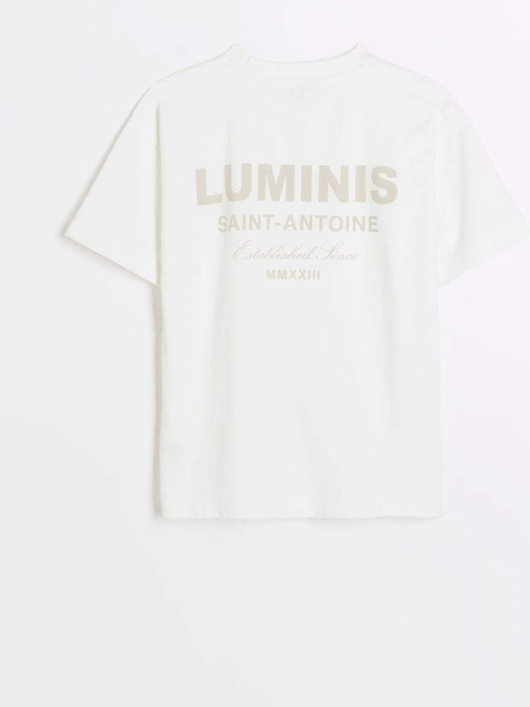 River Island White Boys Luminis Back Print 100% Cotton T-Shirt - Image 1 of 3