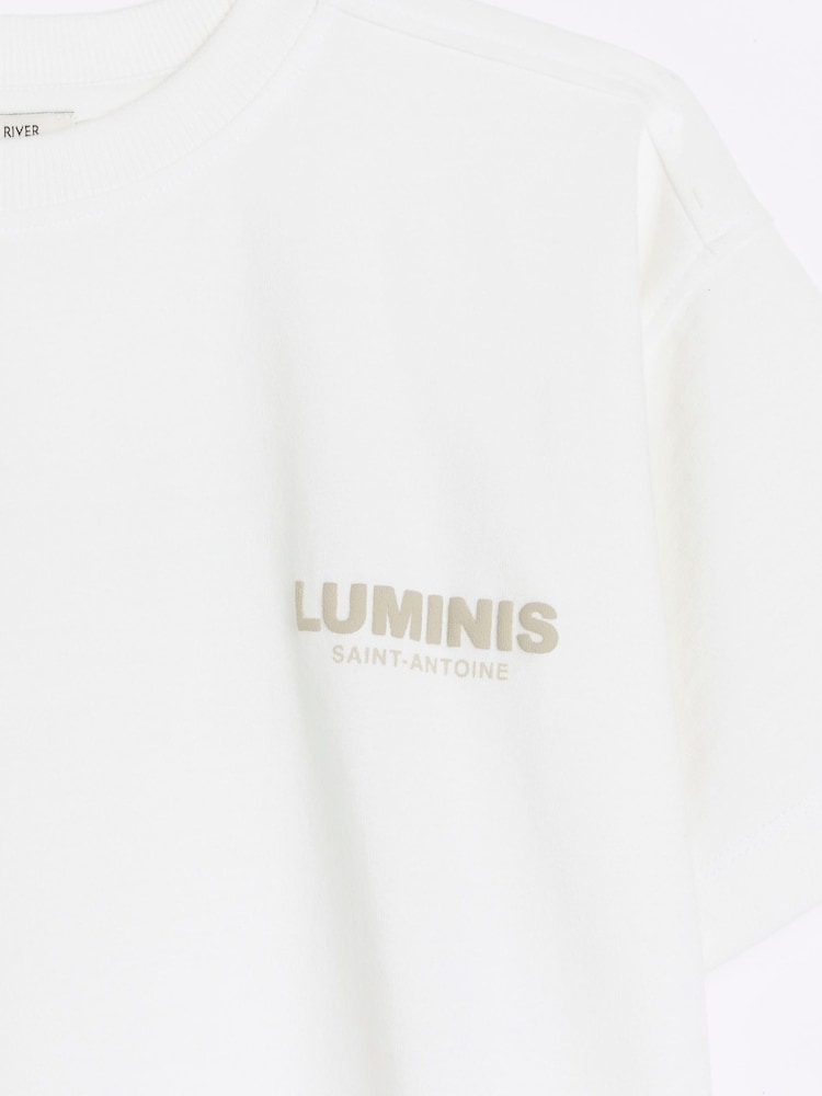 River Island White Boys Luminis Back Print 100% Cotton T-Shirt - Image 2 of 3