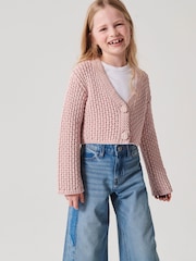 rožnata - River Island Dekleta bež kvačkanje 100% bombaž Crop pletena jopa - Slika 1 iz 4
