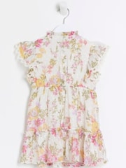 River Island Pink Mini Girls Floral Chiffon Dress - Image 2 of 4