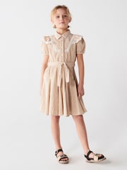 River Island Brown Girls Bias Cut Stripe Dress - Image 1 of 4