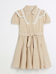 River Island Brown Girls Bias Cut Stripe Dress - Image 2 of 4