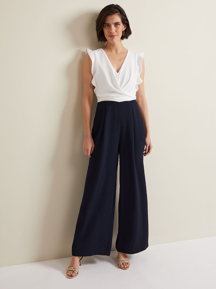 Phase Eight Blue Ayla Ruffle Jumpsuit - Image 1 of 7