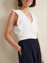 Phase Eight Blue Ayla Ruffle Jumpsuit - Image 4 of 7