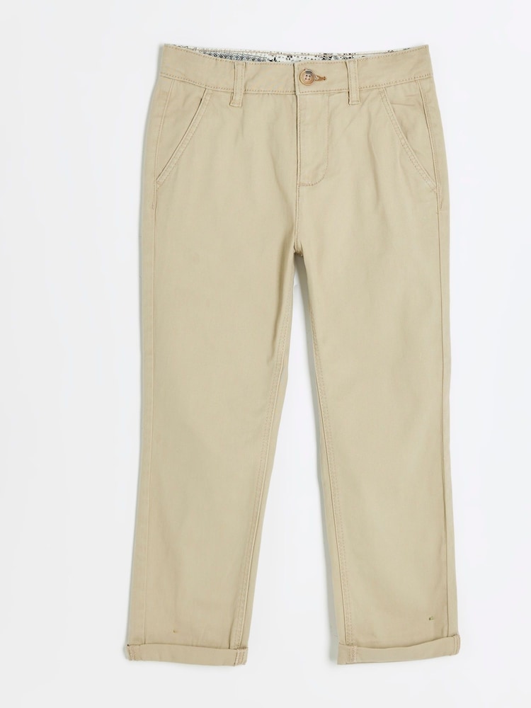 River Island Natural Boys 100% Cotton Chinos Trousers - Image 1 of 4 River Island Natural Boys 100% Cotton Chinos Trousers - Image 1 of 4