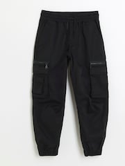 River Island Black Boys Tech Cargo Trousers - Image 1 of 3