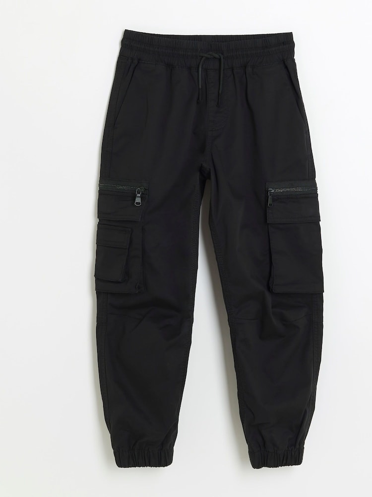 River Island Black Boys Tech Cargo Trousers - Image 1 of 3