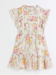 River Island Pink Light Mini Girls Floral Chiffon Dress - Image 1 of 3