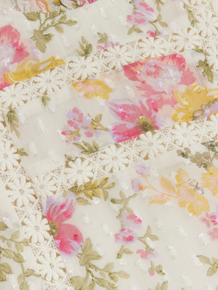 River Island Pink Light Mini Girls Floral Chiffon Dress - Image 3 of 3 River Island Pink Light Mini Girls Floral Chiffon Dress - Image 3 of 3