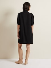 Phase Eight Black Claudia Button Swing Mini Dress - Image 2 of 6