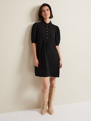 Phase Eight Black Claudia Button Swing Mini Dress - Image 3 of 6